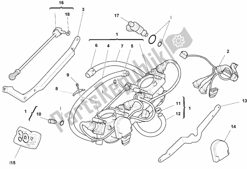 Alle onderdelen voor de Gasklephuis van de Ducati Superbike 996 USA 1999